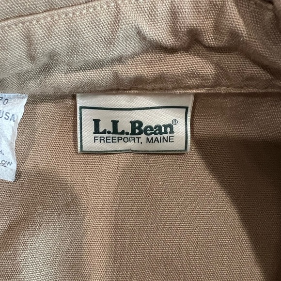 L.L. Bean Large Made in USA Vintage Duck Camo Canvas Khaki Shirt Workwear EUC - Picture 9 of 14